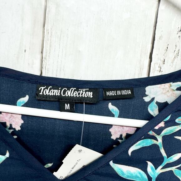 Tolani Collection Floral Print Top Women's M V-Neck Long Sleeve Modal Peasant - Picture 2 of 5